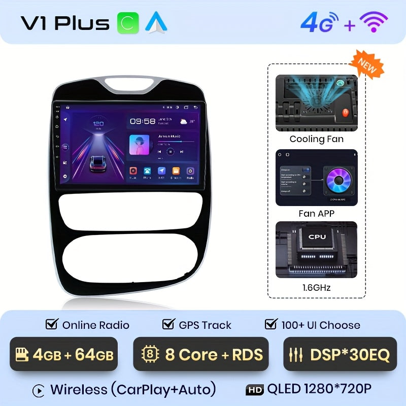Multimediasysteem Renault Clio 4 – 2DIN Autoradio – Car Multimedia – GPS Navigatie – Android Auto – 4G Internet – 10 Inch Touchscreen – 4GB RAM 64GB Opslag