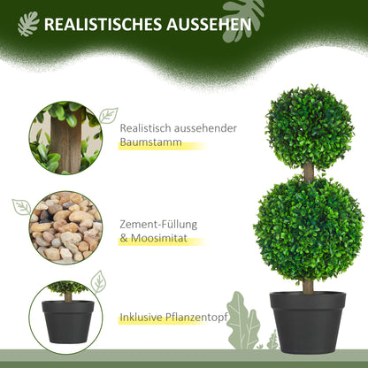 Kunststof Buxusbomen – Kunstbuxus – Nepbuxus – Sierstruik – Kunstplant – Groen – Onderhoudsvrij – Weerbestendig – 60 cm – Set van 2