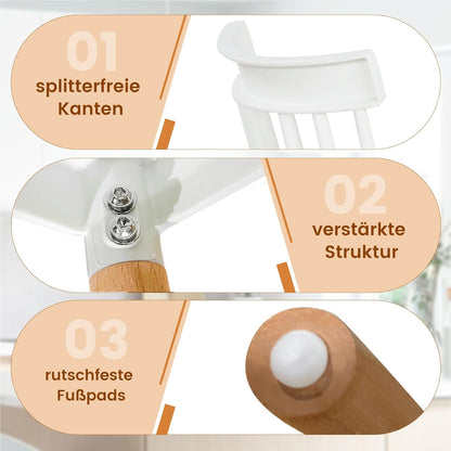 Eetkamerstoel – Keukenstoel – Stoel – Livingstoel – Bureaustoel – Wit – Massief Houten Poten – Antislip Voetpads