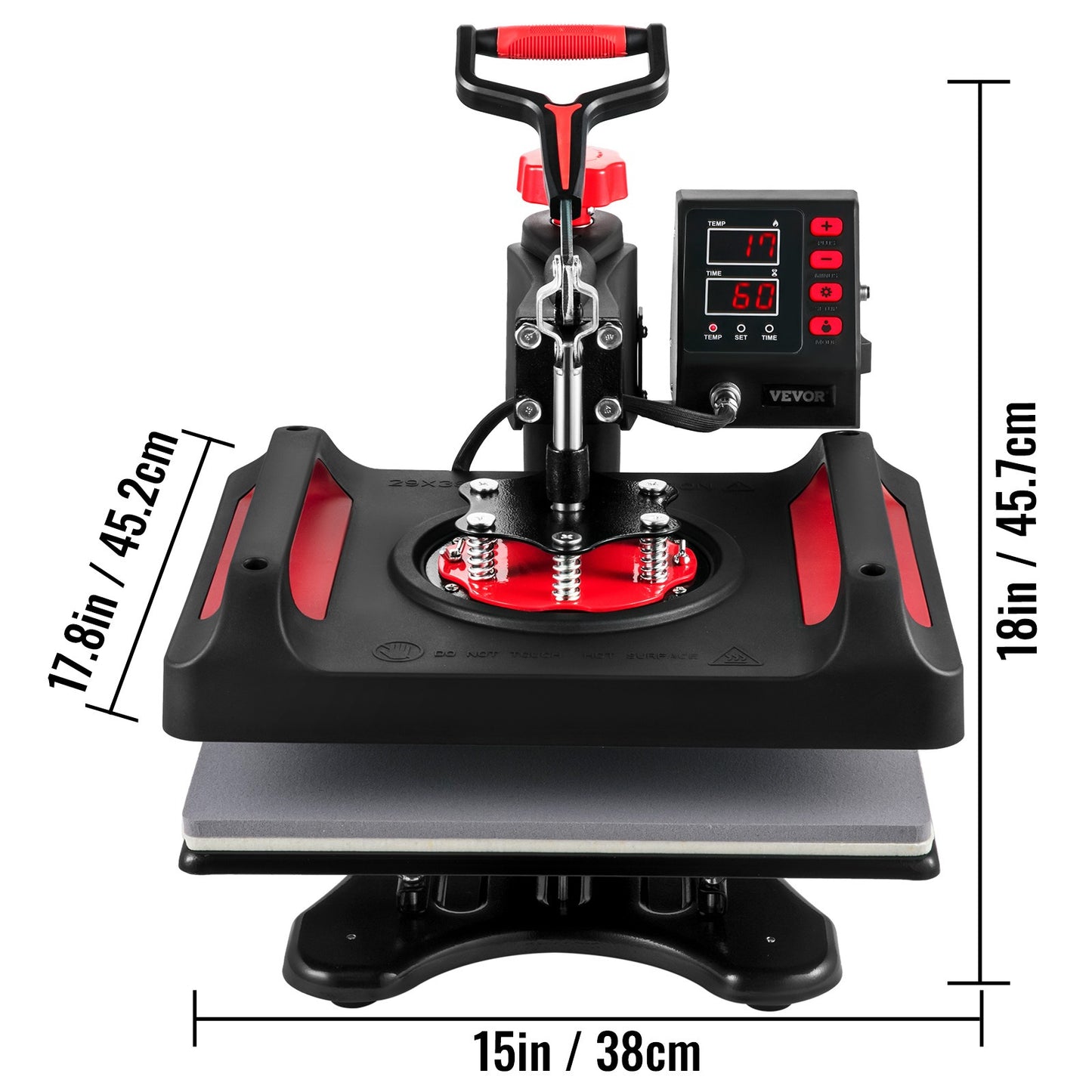 Heatpressmachine – Warmtepers – Transferpers – Hittepers – Kledingpers – 5-in-1 multifunctioneel – 30x38 cm Teflon-coating – Digitale temperatuurregeling