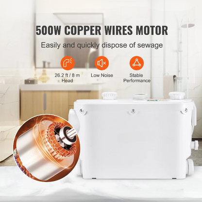 Dompelpomp - Rioolpomp - 500W - 2900 TPM - 6600L/u Debiet - IPX8 - voor het oppompen van water uit zwembaden, kelders en hot tubs - Wit - QUORE