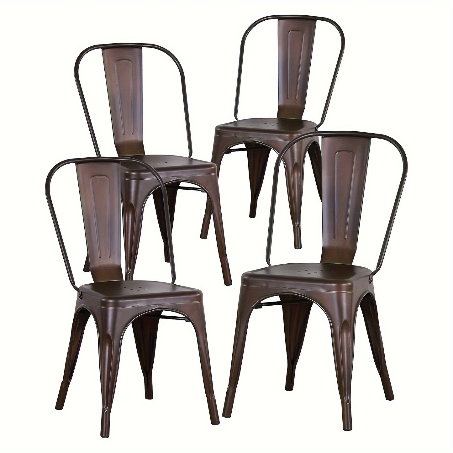 Barkrukken – Bistro Stoelen – Barstoelen – Keukenstoelen – Eetkamerstoelen – Set van 4 – Industrieel Design – Metalen Frame & Rugleuning – Zithoogte 44 cm – Stevig & Onderhoudsvriendelijk