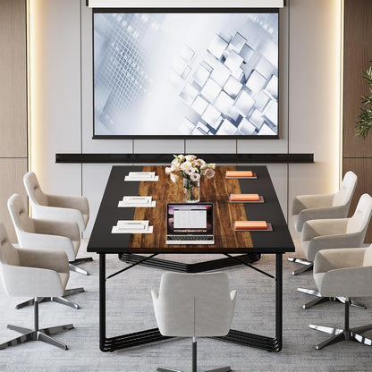 Vergadertafel – Bureautafel – Trainingsbureau – Kantoortafel – Meetingtafel – Ruim voor 8-10 Personen – Stevig E0 MDF Metalen Frame