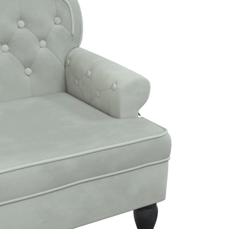 Bankstel – Banken – Sofa – Zitbank – Zithoek – Lichtgrijs – Velvet Stof – Duurzaam Houten Frame – 119,5x64,5x75 cm