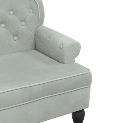 Bankstel – Banken – Sofa – Zitbank – Zithoek – Lichtgrijs – Velvet Stof – Duurzaam Houten Frame – 119,5x64,5x75 cm