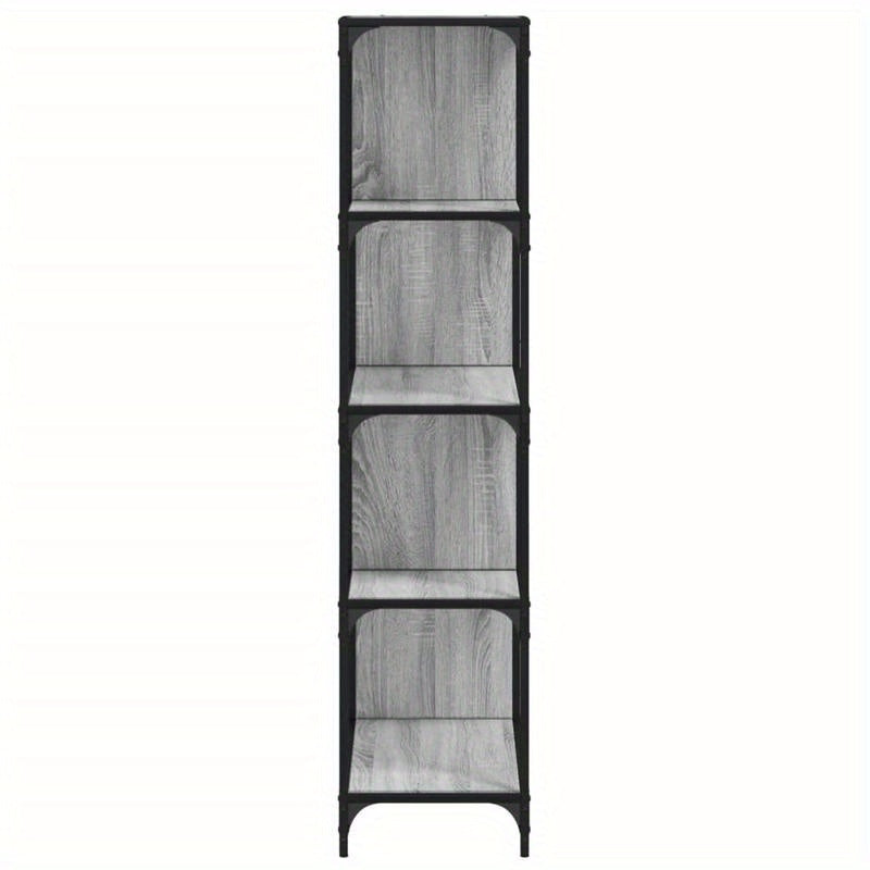 4-Tier Bookcase, 139x33.5x149cm, Treated Wood, Gray Sonoma, Vertical Shelves, Sturdy & Durable, Smooth Surface, Anti-Moisture, Anti-Warpage, Anti-Split, Perfect for Offices, Living Rooms, Bedrooms, Study Rooms, Standing Shelf