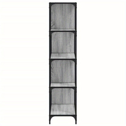 4-Tier Bookcase, 139x33.5x149cm, Treated Wood, Gray Sonoma, Vertical Shelves, Sturdy & Durable, Smooth Surface, Anti-Moisture, Anti-Warpage, Anti-Split, Perfect for Offices, Living Rooms, Bedrooms, Study Rooms, Standing Shelf