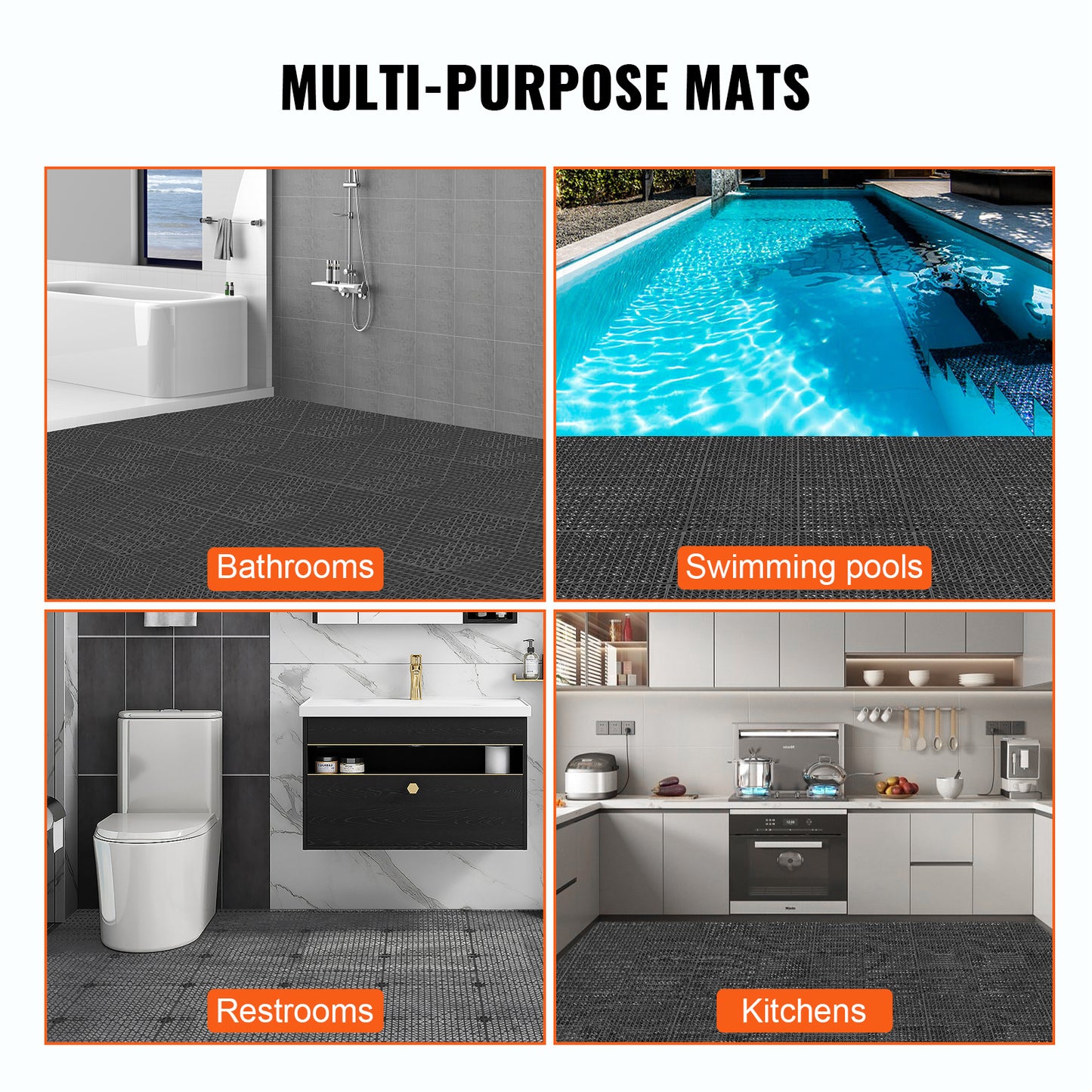 Douchematten – Badmat – Antislipmat – Badkamermat – Drainagemat – 50 Stuks 30x30 cm – Zacht PVC – Snelle Waterafvoer