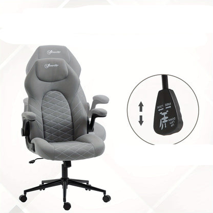 Ergonomische Bureaustoel – Kantoorstoel – Werkstoel – Studiebureaustoel – Thuiswerkstoel – Verstelbare Armleuningen – Schommelfunctie – Lichtgrijs Polyester