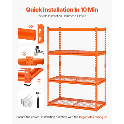 Stellingkast – Opbergrek – Magazijnstelling – Opbergkast – Metalen Rek – 4 Laags Verstelbaar – Draagvermogen 1088 kg