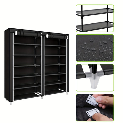 Schoenenrek – Schoenenkast – Schoenenopberger – Schoenenrek 2 Lagen – Schoenenbok – Zwart Non-woven – Ruimtebesparend Design – 120x30x110 cm