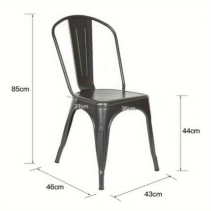 Industriële Bistro Stoelen – Eetkamerstoelen – Metaal Stoelen – Café Stoelen – Keukenstoelen – Set van 4 – Met Rugleuning – Stevig Roestvrij Staal – Zithoogte 44 cm – Vintage Design – Gemakkelijk Schoon Te Maken