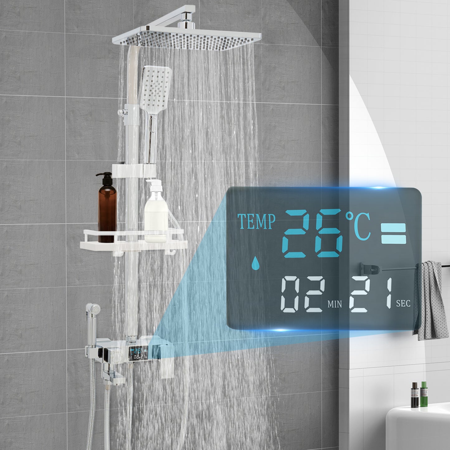 Handdouche – Douchekop – Regendouche – Doucheset – Spraygun – Verstelbare Hoofd- en Handdouche – Hoogwaardig Roestvrij Staal – Waterbesparend & Eenvoudig Schoonmaken