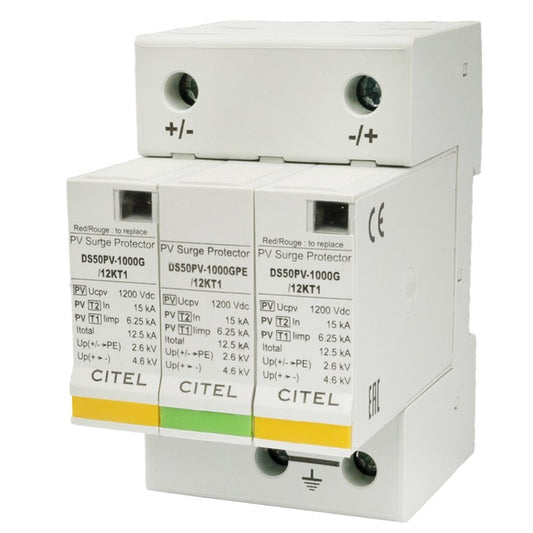 Overspanningsbeveiliging – Stroombeveiliging – Bliksembeveiliging – Spanningsbeveiliging – Elektronische Beveiliging – Type 1+2 (2p+G) – 12,5 kA Maximale Ontlaadstroom