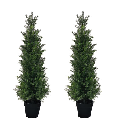 Kunstcipres – Kunstbomen – Nepplant – Kunstgroen – Kunststruik – Set Van 2 – 91 cm Hoog – UV-bestendig & Weerbestendig