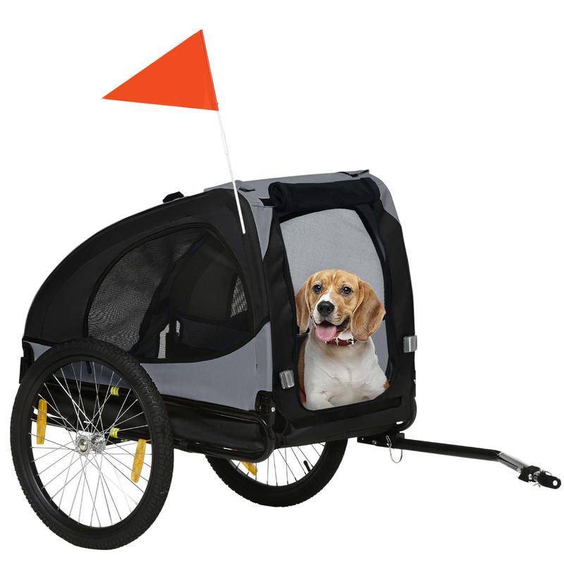 Dog trailer bicycle trailer up to 20kg mesh window, roll-up cover, universal coupling black, 140 x 71 x 83cm dog bike trailer, Pet Transportation, Mesh Window Trailer, Compact Dog Carrier, Reinforced Frame, Breathable Mesh, P