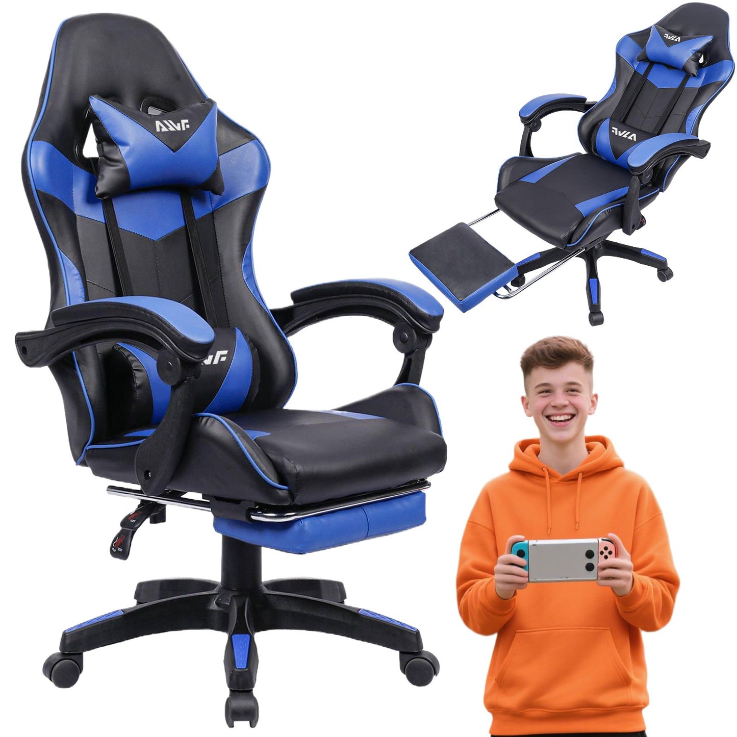 Office Chair, Gaming Chair,Gaming Chair, Ergonomic Gamer Chair with Footrest, Headrest,Lumbar Cushion, Padded Gaming Chair, Swivel Chair
