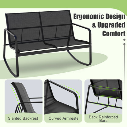 Bistroset – Tuinset – Balkonset – Buitenmeubels – Zitgroep – Thermo Gelakt Metalen Frame – Comfortabele Swing Schommelstoelen