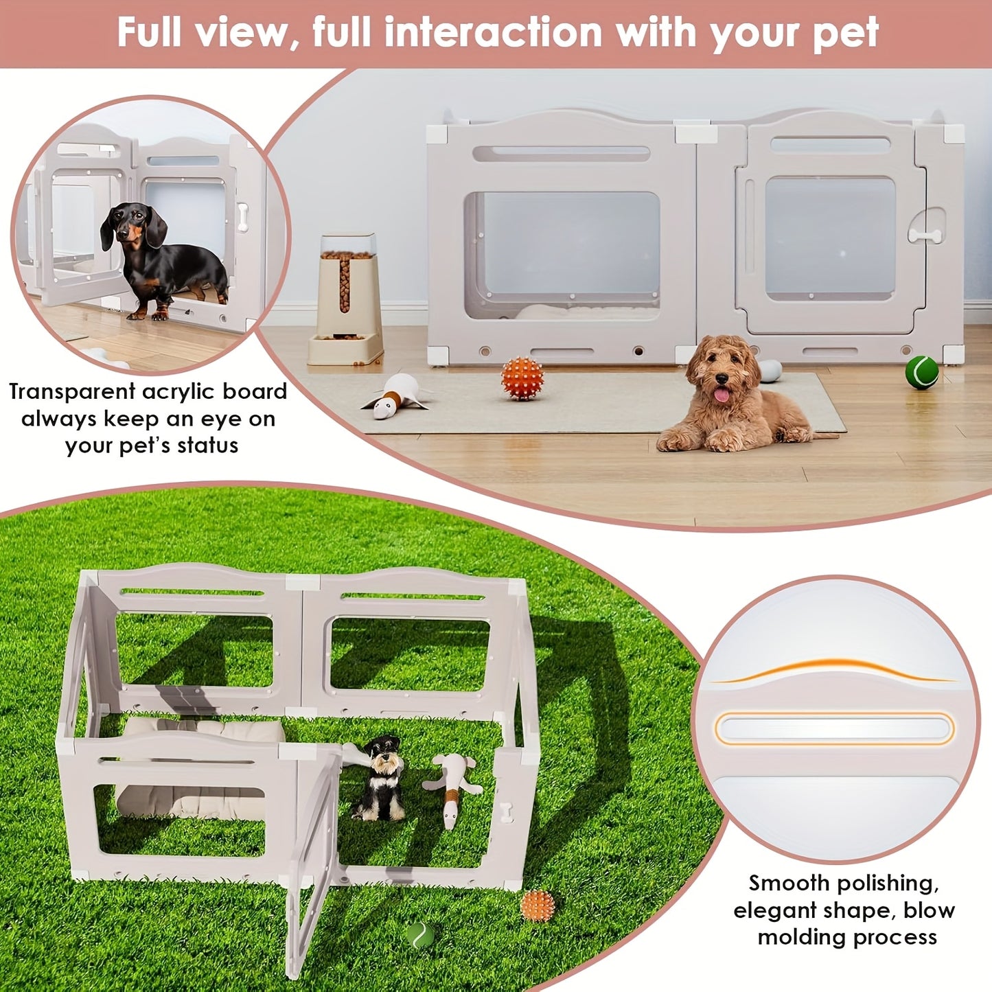 Hondenren – Puppyren – Dierenren – Hondenkennel – Hondenbox – Transparant Acryl – Opvouwbaar Met Deur – 60 cm Hoog – Inclusief Zuignappen En Grondankers