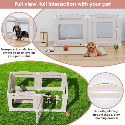Hondenren – Puppyren – Dierenren – Hondenkennel – Hondenbox – Transparant Acryl – Opvouwbaar Met Deur – 60 cm Hoog – Inclusief Zuignappen En Grondankers