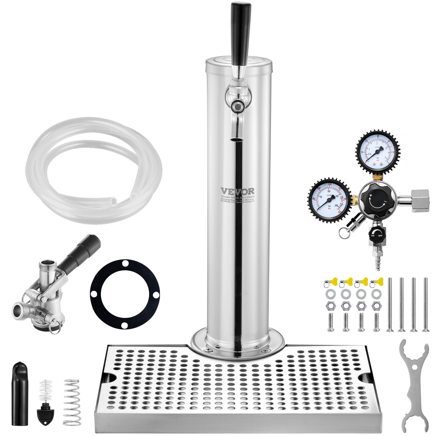 Bierkraan Toren – Bierkoeler – Biertap – Tapinstallatie – Kegerator – RVS 304 Staal – Duale Drukmeter W21.8