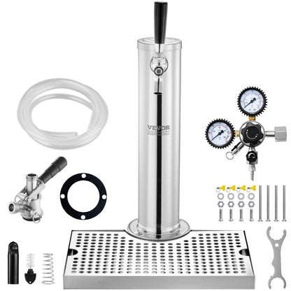 Bierkraan Toren – Bierkoeler – Biertap – Tapinstallatie – Kegerator – RVS 304 Staal – Duale Drukmeter W21.8