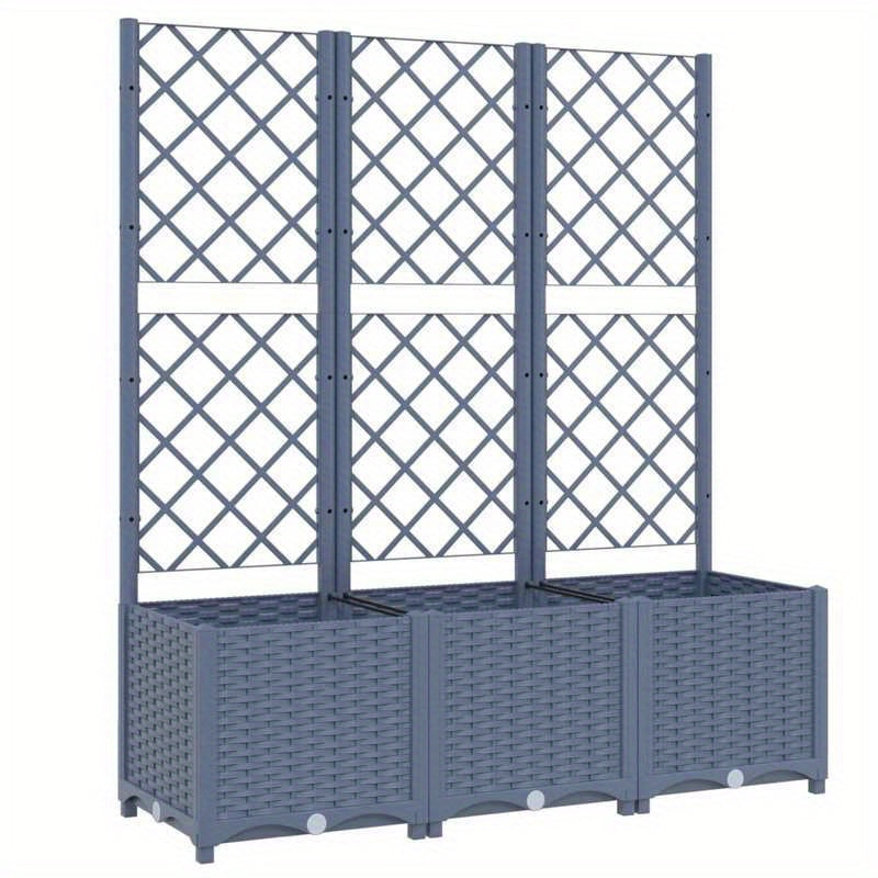 Klimrek – Plantenbak – Tuinbak – Privacy Scherm – Klimwand – Duurzaam PP Kunststof – 120x40x136 cm – Donkergrijs