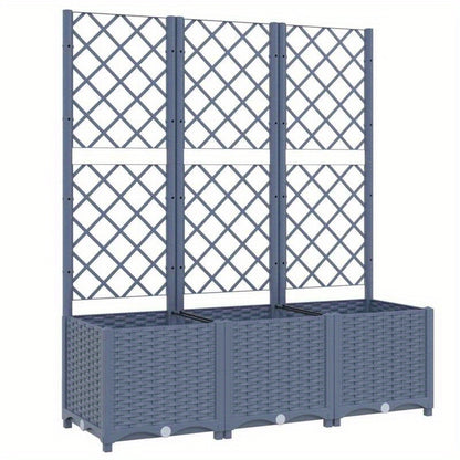 Klimrek – Plantenbak – Tuinbak – Privacy Scherm – Klimwand – Duurzaam PP Kunststof – 120x40x136 cm – Donkergrijs