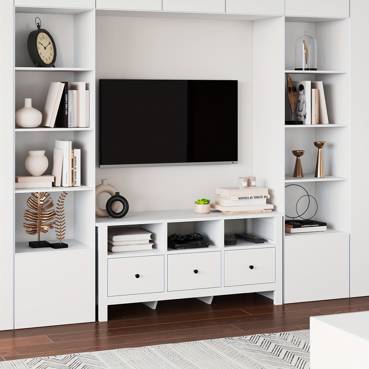 Tv-meubel – Tv-kast – Mediameubel – Tv-meubel met Laden – Dressoir – Modern Wit – Stevig MDF & Houtplaat – 4 Laden & Open Planken