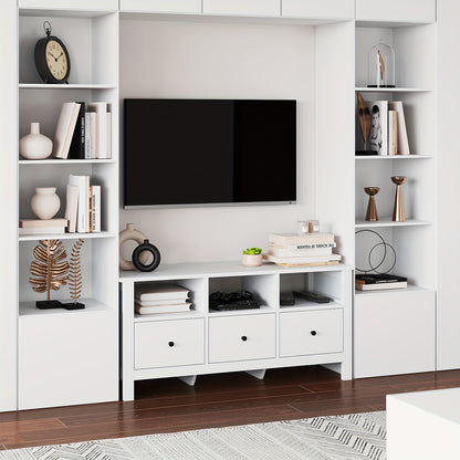 Tv-meubel – Tv-kast – Mediameubel – Tv-meubel met Laden – Dressoir – Modern Wit – Stevig MDF & Houtplaat – 4 Laden & Open Planken