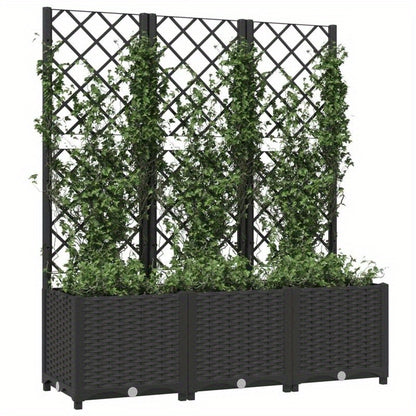 Plantenbak – Bloembak – Moestuinbak – Bloempot – Tuinbak – Met Klimrek – Zwart – Duurzaam Polypropyleen – Afmetingen 120x40x136 cm