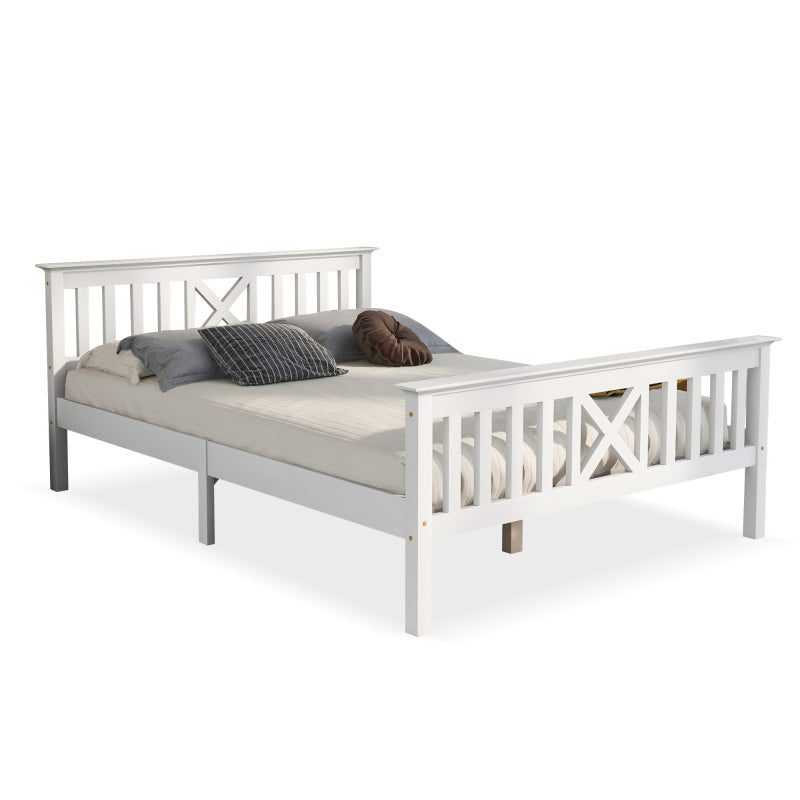 Tweepersoonsbed – Bedframe – Opbergbed – Slaapbank – Ledikant – Massief Dennehout – Vintage Design – 140x200 cm