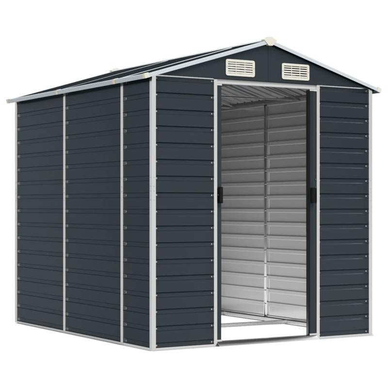 Large Heavy-Duty Metal Outdoor Storage Shed with Gabled Roof & Sloped Sides - Anthracite (Sier ) Temporary Removable Garden Organizer, 191x215x198cm, Durable Steel Construction for Backyard, Patio, or Garden Storage - Ideal f