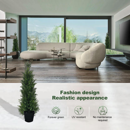 Kunstcipres – Kunstbomen – Nepplant – Kunstgroen – Kunststruik – Set Van 2 – 91 cm Hoog – UV-bestendig & Weerbestendig