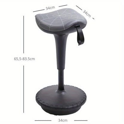 Ergonomische Kruk – Zwenkkruk – Werkkruk – Bureaustoel – Verstelbare Kruk – Verstelbare Hoogte 65,5-83,5 cm – Kantelbare Zitting 120° – Grijs – PVC Frame – Leren Bekleding