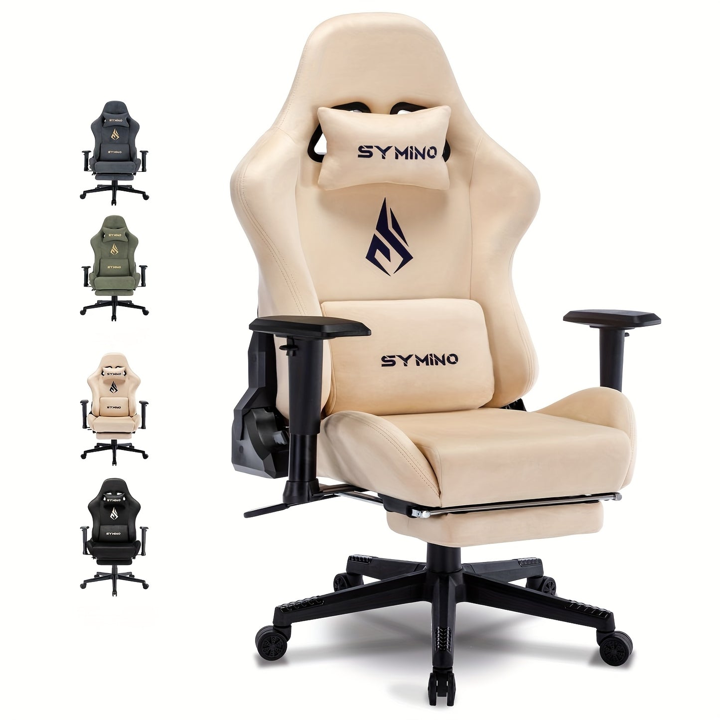 Gamingstoel – Bureaustoel – Gamer Stoel – Office Chair – Zwarte Ergonomische Stoel – Geheugenschuim Zitting – Verstelbare Lendensteun & Voetensteun