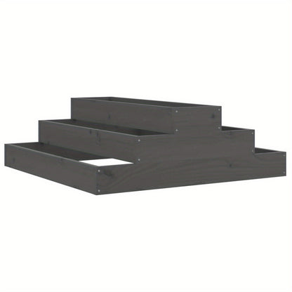 Plantenbak – Bloembak – Moestuinbak – Kruidenbak – Tuinbak – Verhoogde Houten Plantenbak – Stevig Dicht Dennenhout – 80x80x27 cm – Grijs