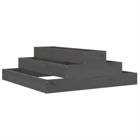 Plantenbak – Bloembak – Moestuinbak – Kruidenbak – Tuinbak – Verhoogde Houten Plantenbak – Stevig Dicht Dennenhout – 80x80x27 cm – Grijs
