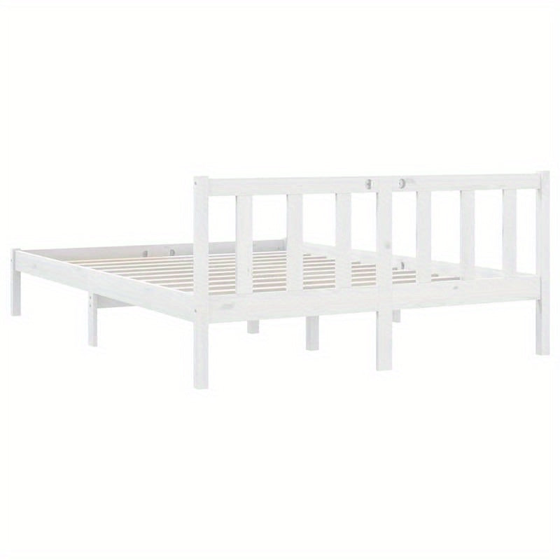 Solid Pine Wood Bed Frame 160x200cm - Removable & Durable White Wooden Frame with High-Quality Construction, Modern Minimalist Design for Contemporary Bedrooms, Bed Frame for Bed, Bedroom Furniture, Clean Line Furniture, Natu