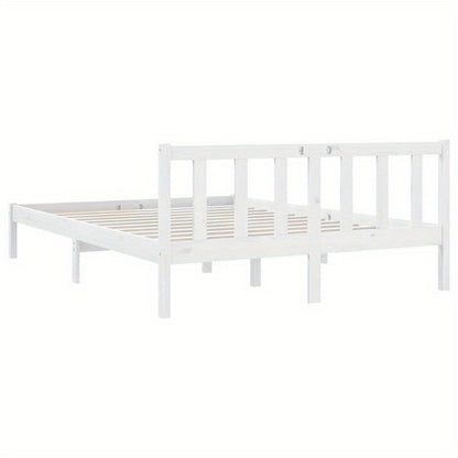 Solid Pine Wood Bed Frame 160x200cm - Removable & Durable White Wooden Frame with High-Quality Construction, Modern Minimalist Design for Contemporary Bedrooms, Bed Frame for Bed, Bedroom Furniture, Clean Line Furniture, Natu