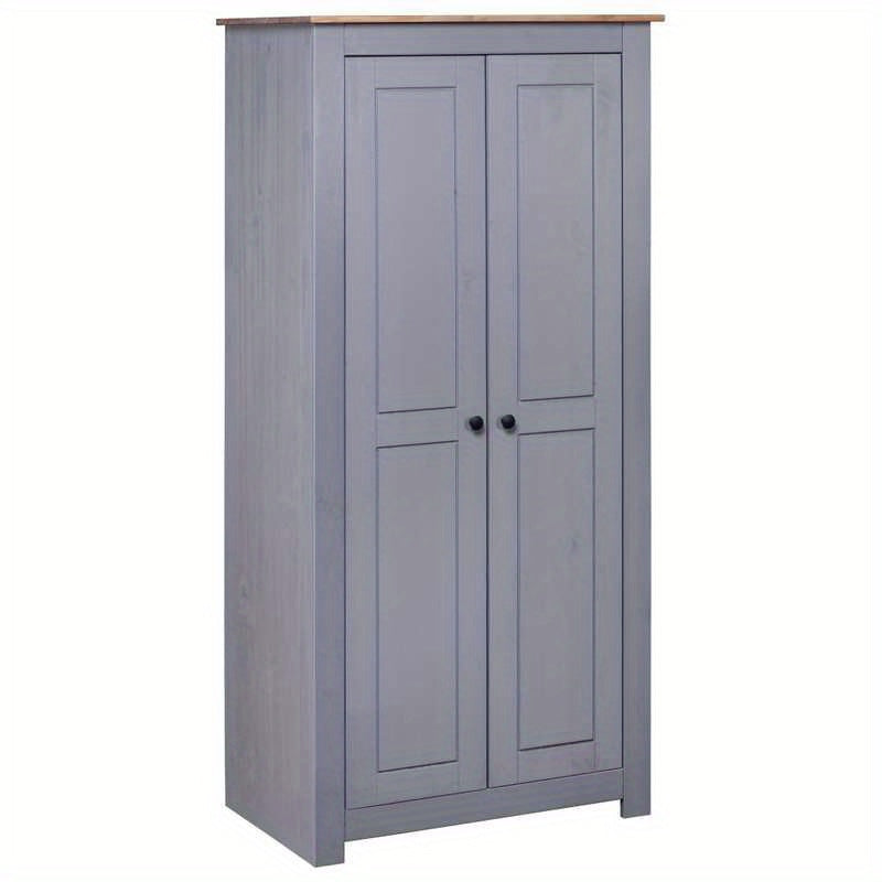 Kast – Garderobekast – Opbergkast – Dressoirkast – Kledingkast – Grijs – Massief Grenenhout – 80x50x171,5 cm – Stevig & Duurzaam