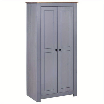 Kast – Garderobekast – Opbergkast – Dressoirkast – Kledingkast – Grijs – Massief Grenenhout – 80x50x171,5 cm – Stevig & Duurzaam