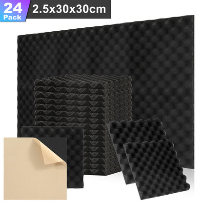 Akoestische Foam Panelen – Geluiddempende Platen – Geluidsisolatie Panelen – Akoestische Wandpanelen – Soundproof Foam Tegels – Zelfklevend – Set 48 stuks – 30x30x2,5 cm – Hoogwaardig Akoestisch Schuim