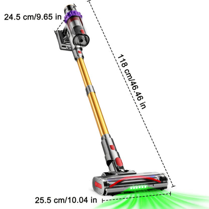 Authmic 2L Cordless Vacuum Cleaner 46000Pa/70Min Upgrade | With Display, Anti-Tangle Brush, Wall Charging Station, 8-Layer Filtration, Ultra-Quiet, Suitable for Pet Hair, Carpets, Hard Floors, Cars