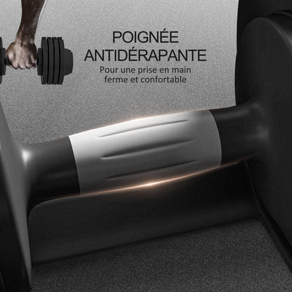 Verstelbare Dumbbells – Halters – Gewichtset – Fitness Gewichten – Krachttraining – Anti-Slip Handvat – Inclusief Opbergbakje – 3,5 tot 10 kg – Zwart