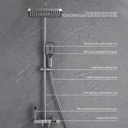 Douchesysteem – Regendouche – Douche Set – Handdouche – Watervaldouche – Koper – Digitaal Display – Ingebouwde Plank