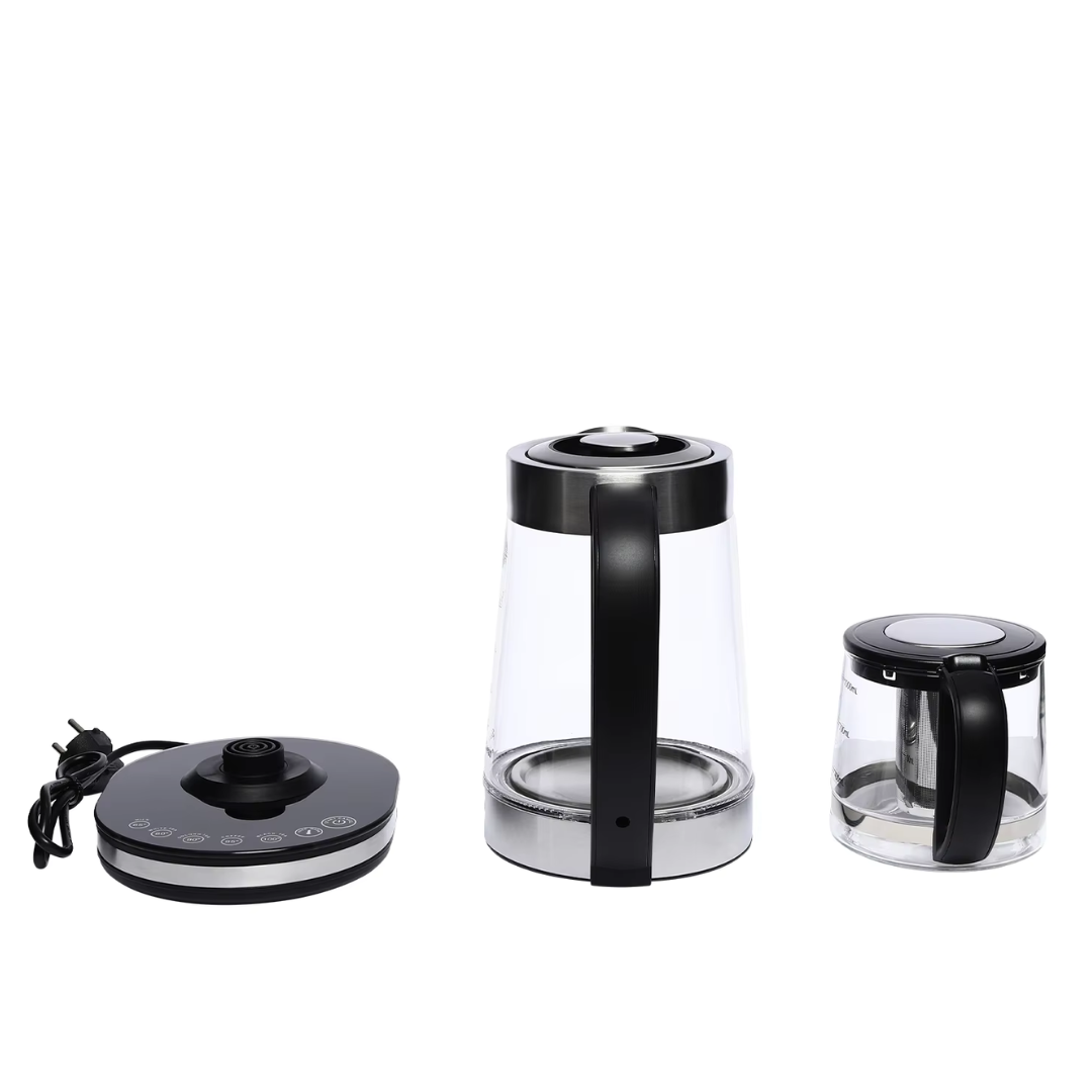Theeset met Waterkoker en Theepot – Glazen Waterkoker 2.5L + Theepot met Filter 1L – Set van Ketel en Theepot – Voor Thee & Infusies – Stijlvol en Hittebestendig Glas
