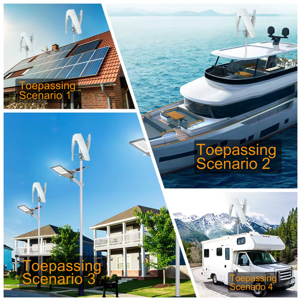Wind Turbine - Windmill Generator - Wind Energy - Wind Turbine - 2000W - 24V - 3 Blades - with MPPT Controller - White