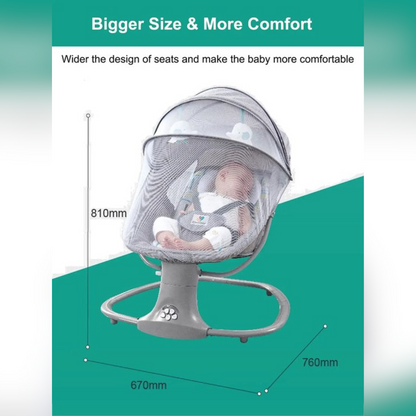 Elektrische Wipstoel Baby - Schommelstoel - Schommelwieg met Muziek en Bluetooth - 67x76x81cm - Comfortabele Elektrische Baby Swing - Grijs