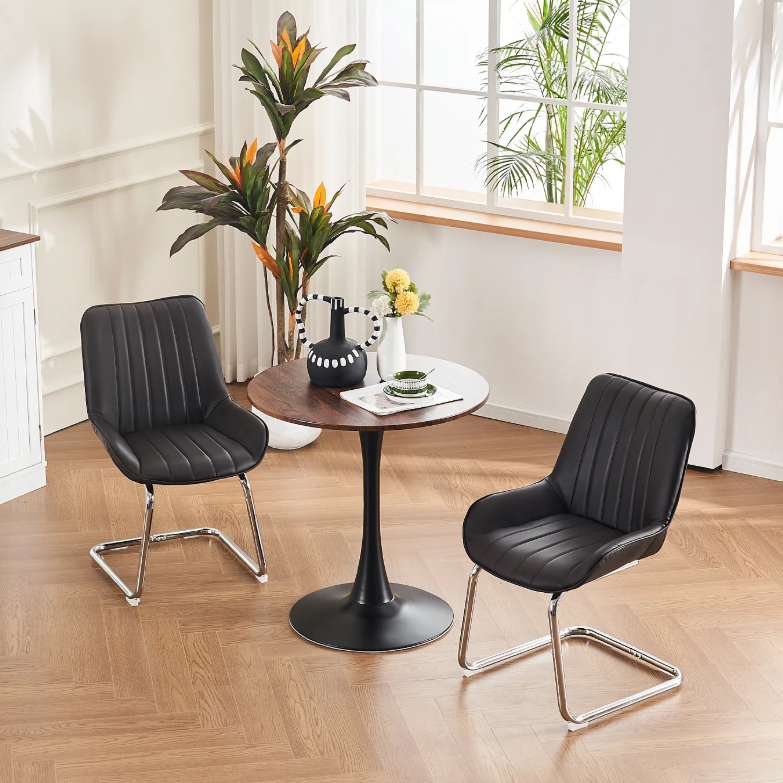 Stoelen – Eetkamerstoelen – Keukenstoelen – Woonkamerstoelen – Zwarte Stoelen – Kunstleer Bekleding – Comfortabele Schuimvulling